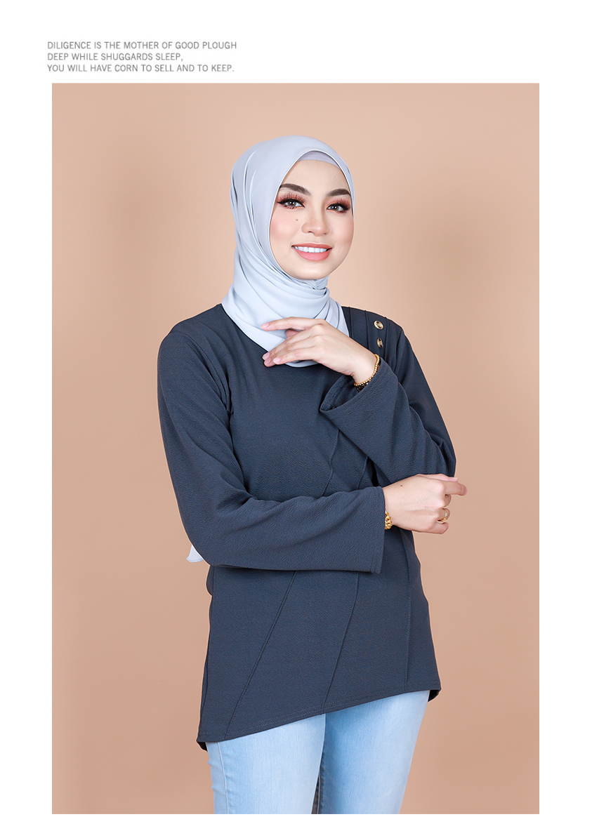 QA-845 - Stylish Simple Blouse Grey